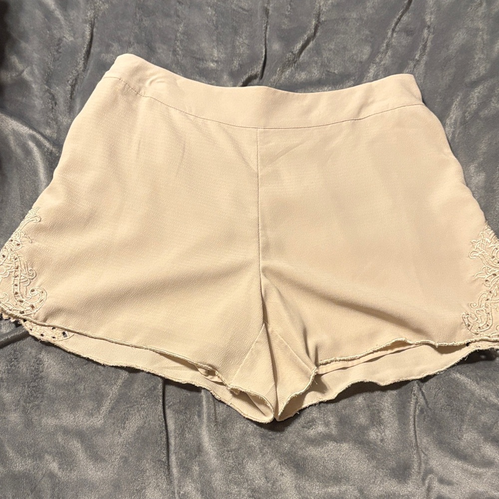 Kaari Blue Cream High Waist Women's Shorts